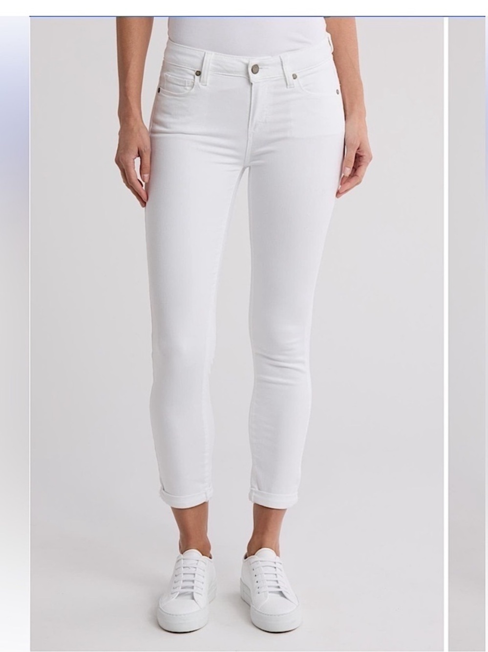 Paige Kylie Ankle Crop White Jeans Roll up cuff